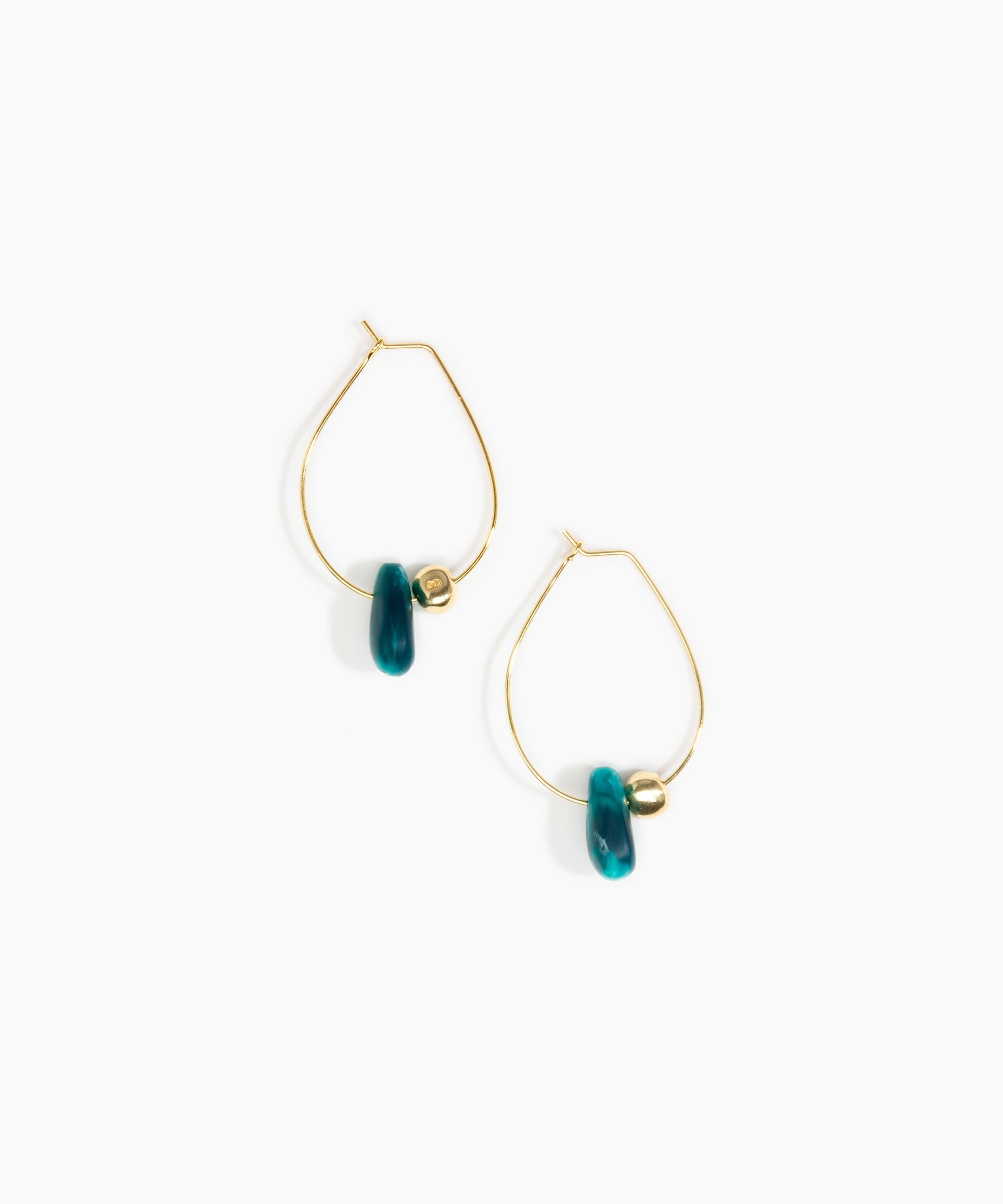 Dinosaur Designs Joie De Vivre Hoop Earrings in Lagoon Colour resin with Gold-Filled Material..