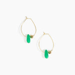 Dinosaur Designs Joie De Vivre Hoop Earrings in Leaf Colour resin with Gold-Filled Material.
