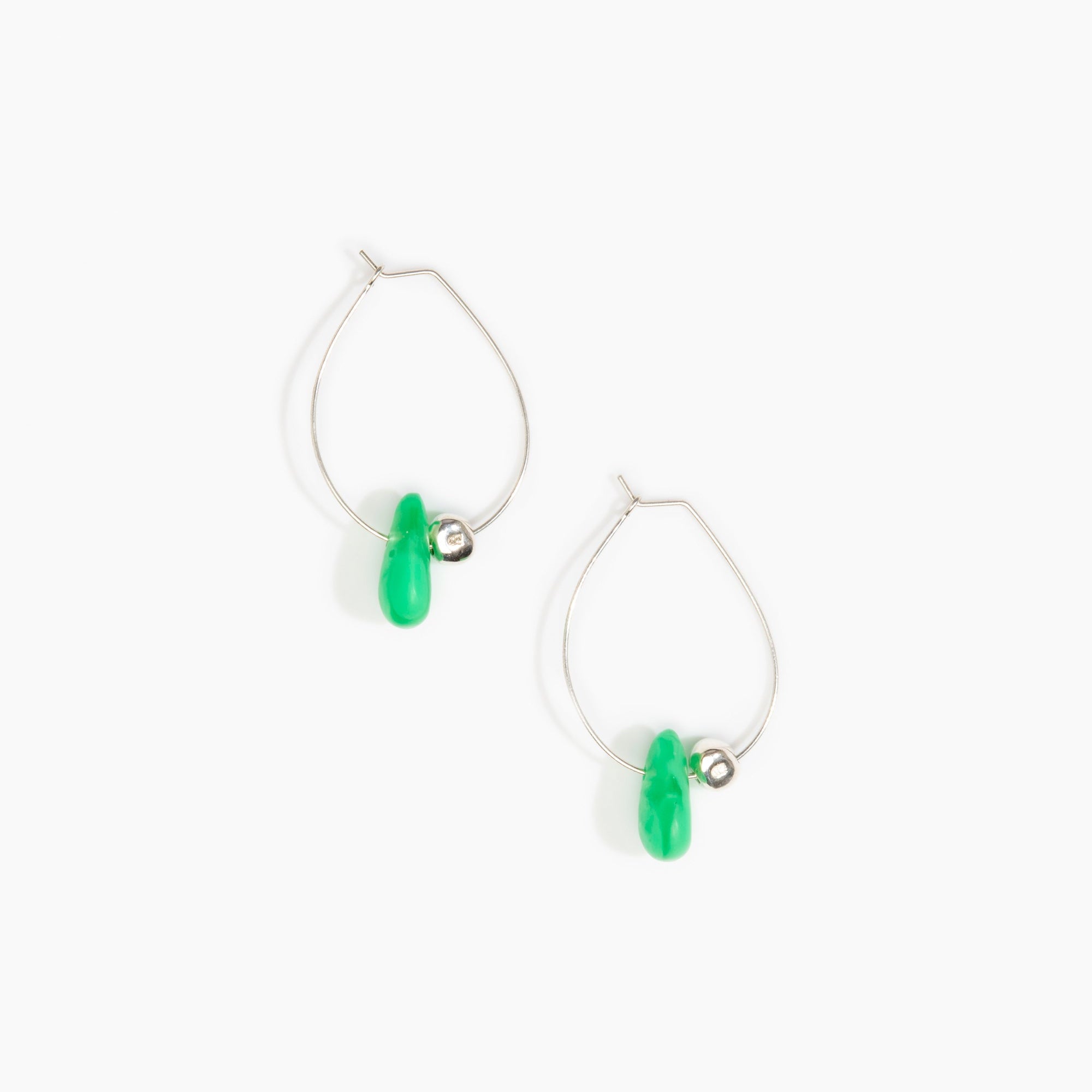 Dinosaur Designs Joie De Vivre Hoop Earrings in Leaf Colour resin with 925 Sterling Silver Material.