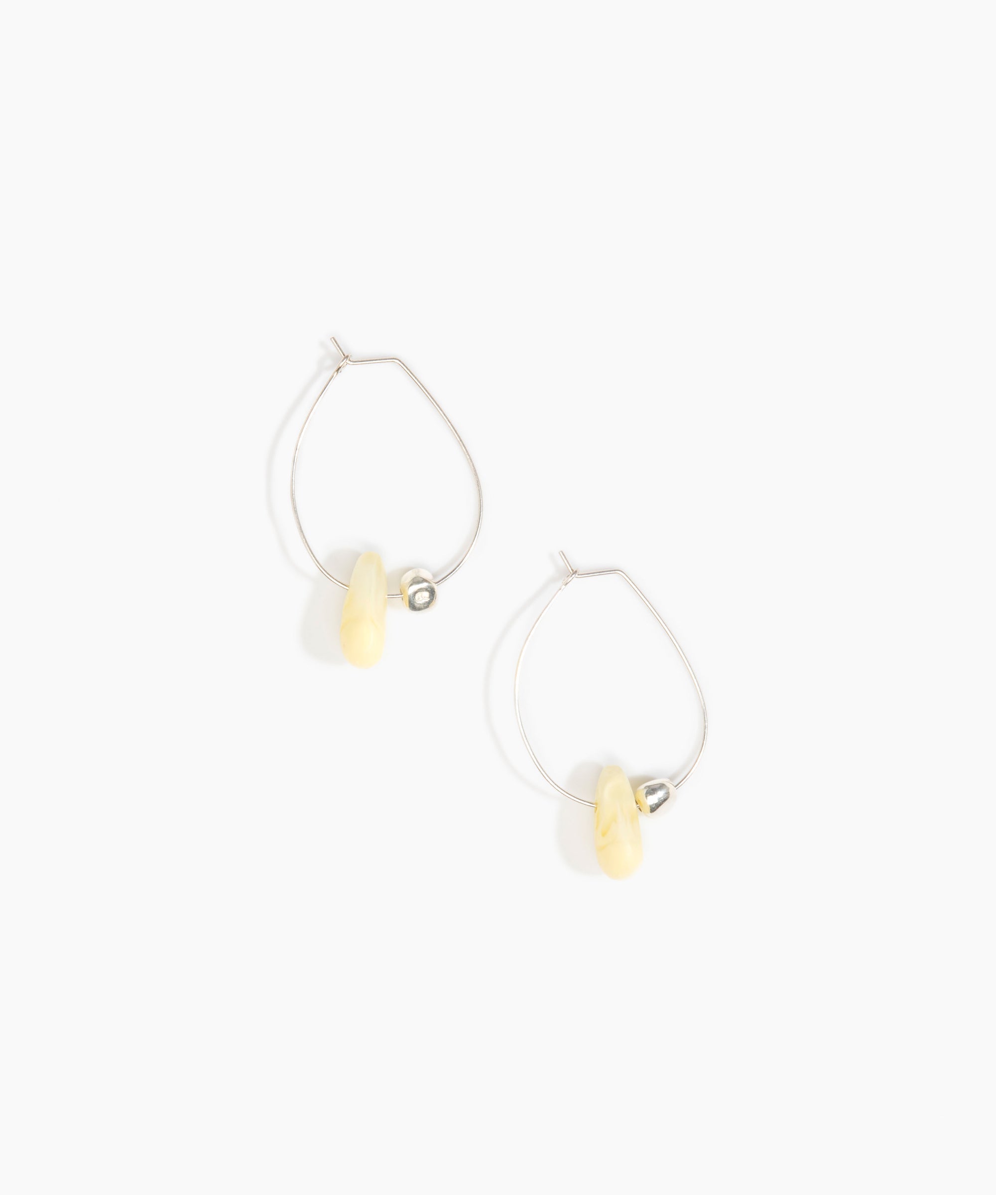 Dinosaur Designs Joie De Vivre Hoop Earrings in Lemon Colour resin with 925 Sterling Silver Material..