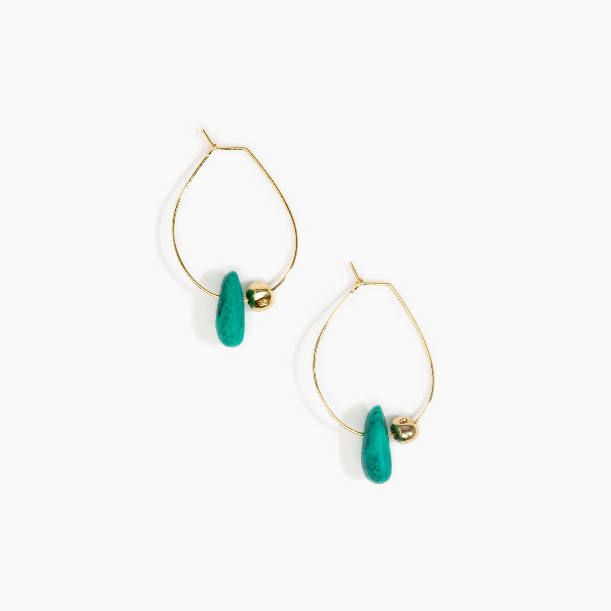 Dinosaur Designs Joie De Vivre Hoop Earrings in Mineral Swirl Colour resin with Gold-Filled Material.