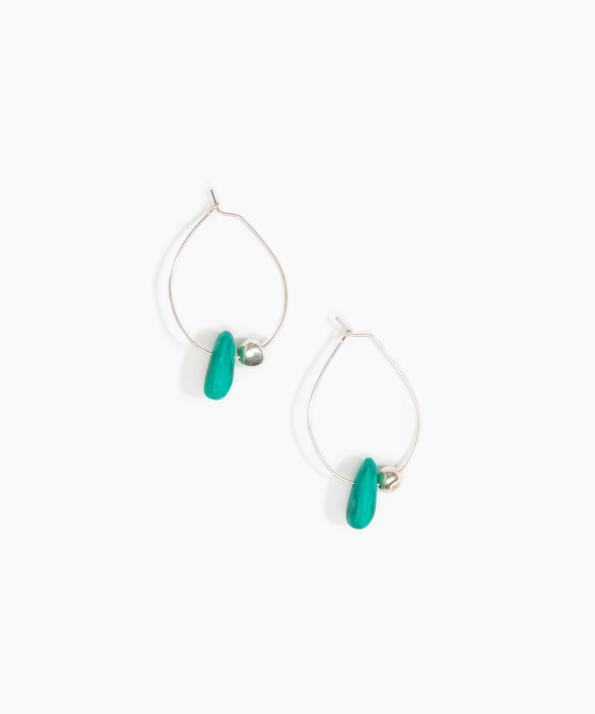 Dinosaur Designs Joie De Vivre Hoop Earrings in Mineral Swirl Colour resin with 925 Sterling Silver Material