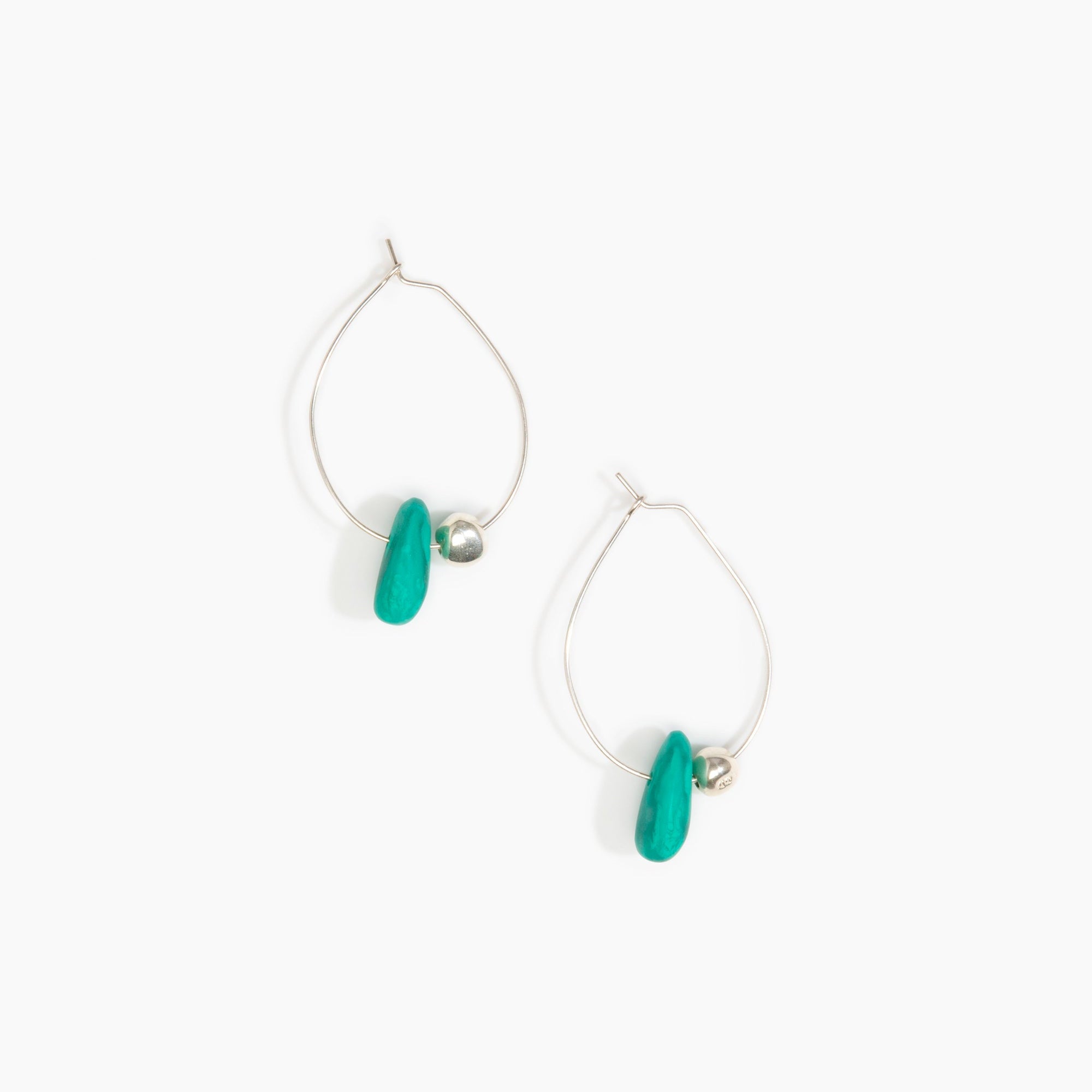 Dinosaur Designs Joie De Vivre Hoop Earrings in Mineral Swirl Colour resin with 925 Sterling Silver Material.