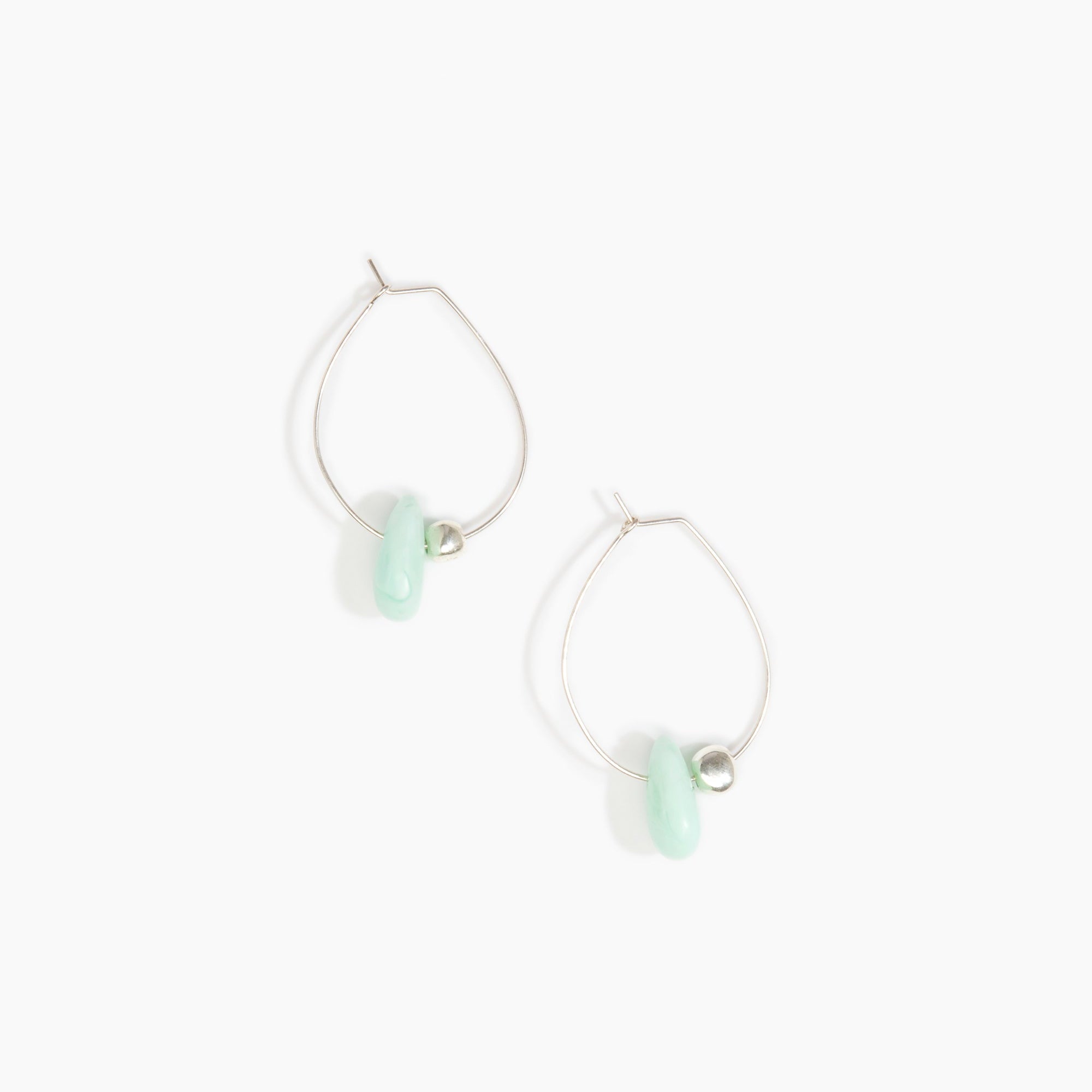 Dinosaur Designs Joie De Vivre Hoop Earrings in Mint Colour resin with 925 Sterling Silver Material.