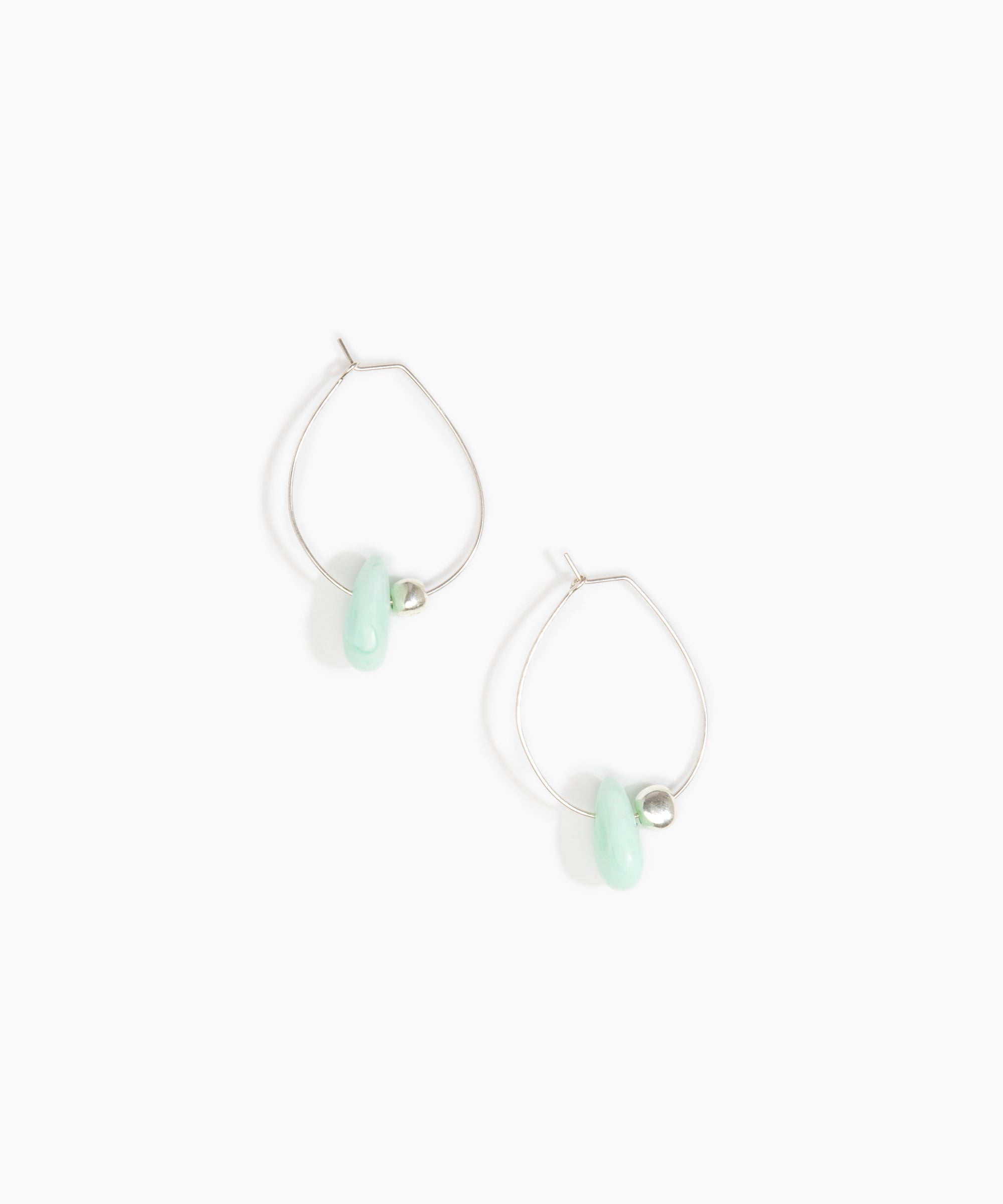 Dinosaur Designs Joie De Vivre Hoop Earrings in Mint Colour resin with 925 Sterling Silver Material..