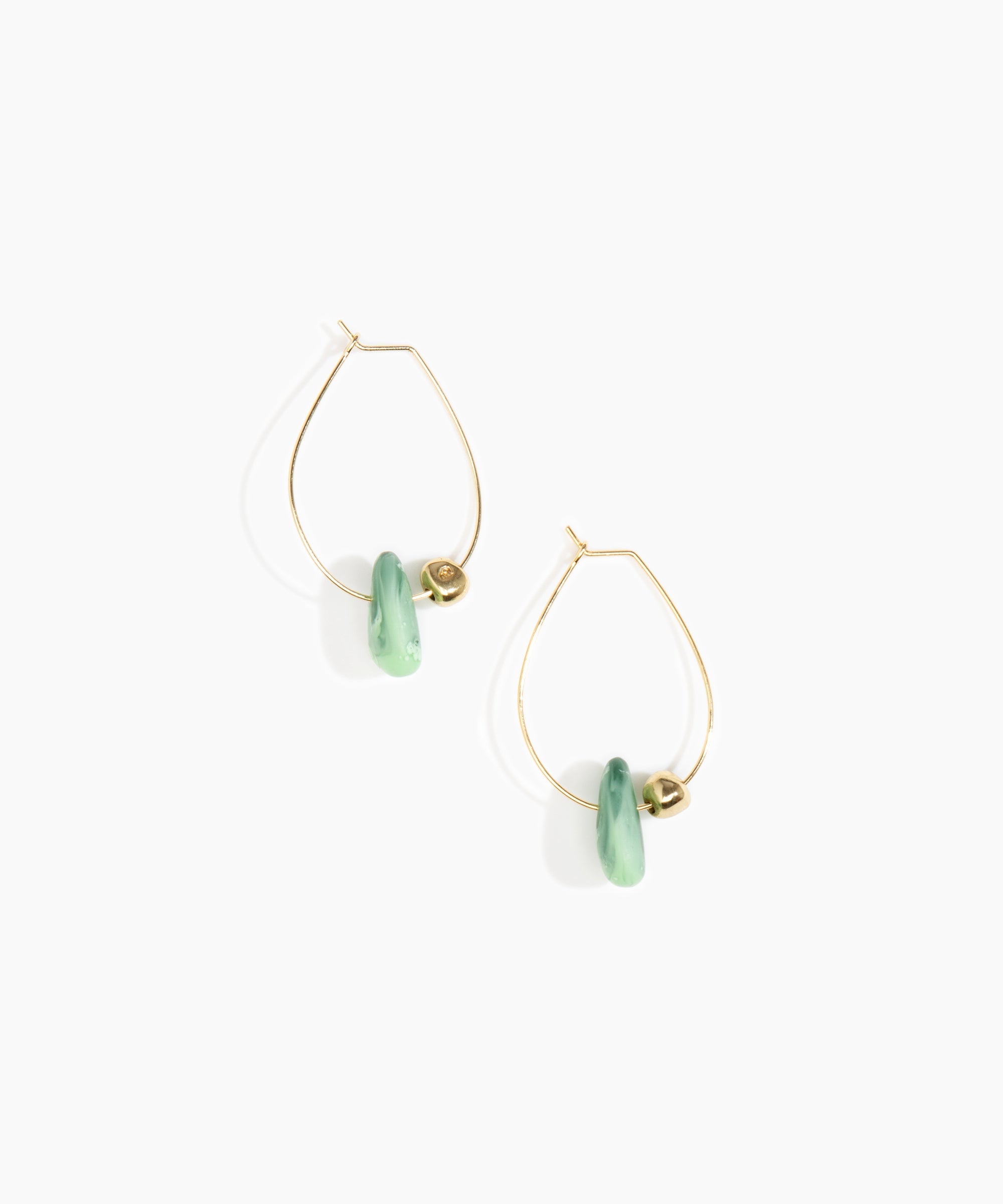 Dinosaur Designs Joie De Vivre Hoop Earrings in Moss Colour resin with Gold-Filled Material