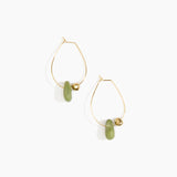 Dinosaur Designs Joie De Vivre Hoop Earrings in Olive Colour resin with Gold-Filled Material