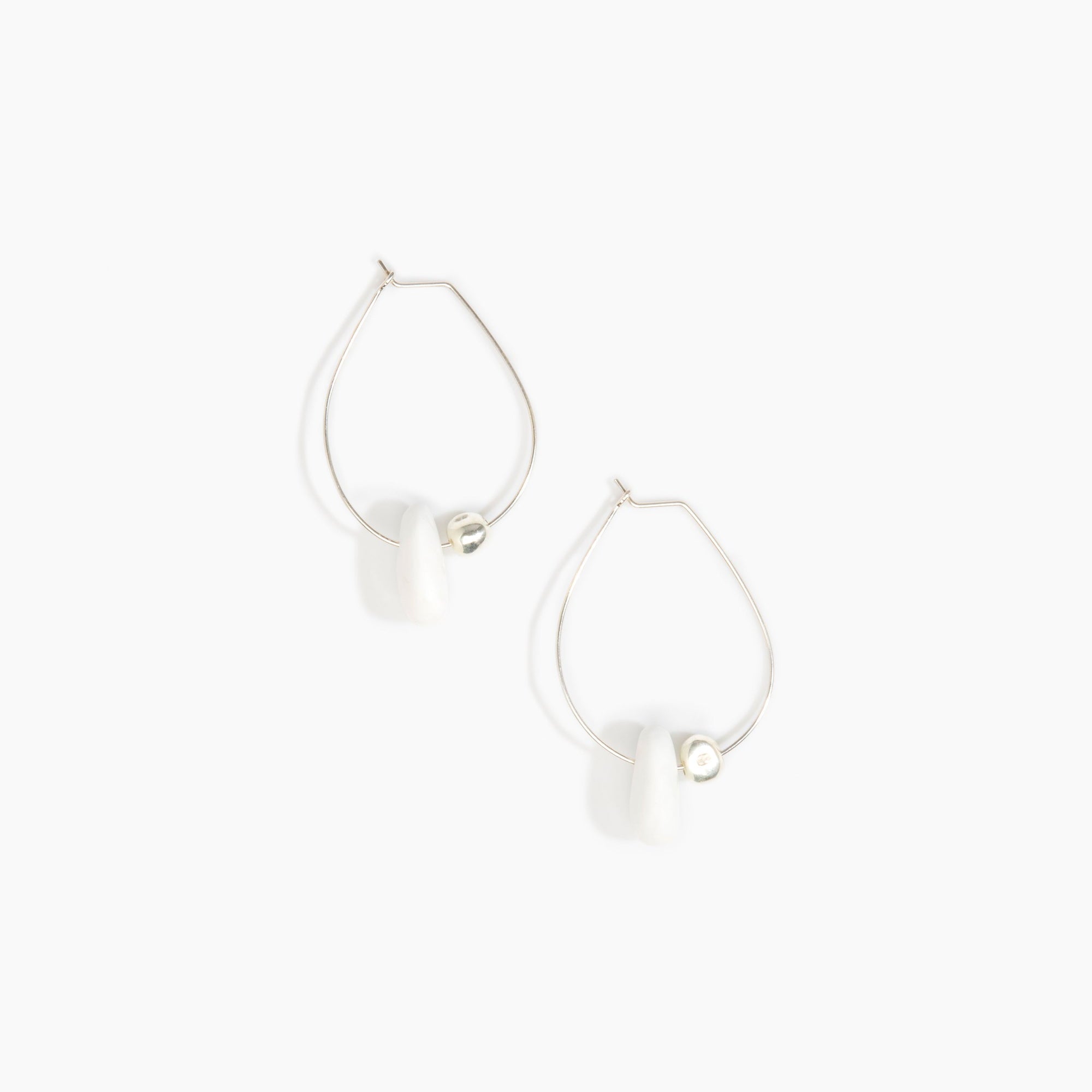 Dinosaur Designs Joie De Vivre Hoop Earrings in Snow Swirl Colour resin with 925 Sterling Silver Material.
