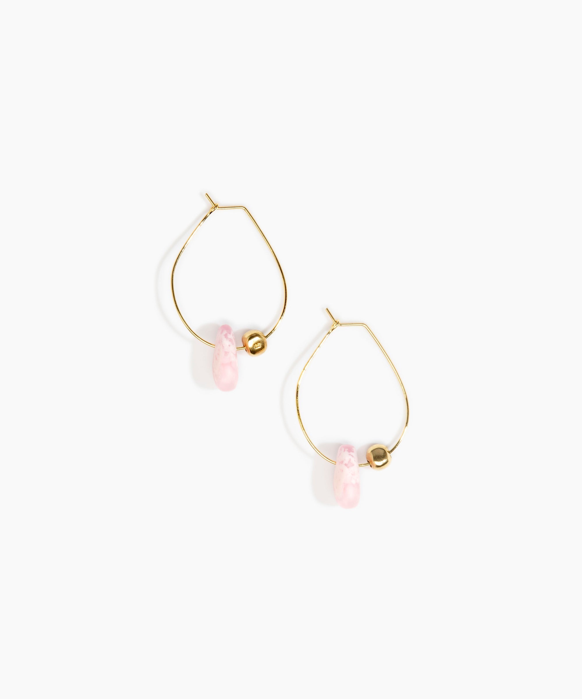Dinosaur Designs Joie De Vivre Hoop Earrings in Shell Pink Colour resin with Gold-Filled Material