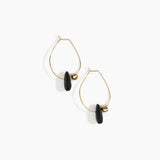 Dinosaur Designs Joie De Vivre Hoop Earrings in Black Colour resin with Gold-Filled Material..