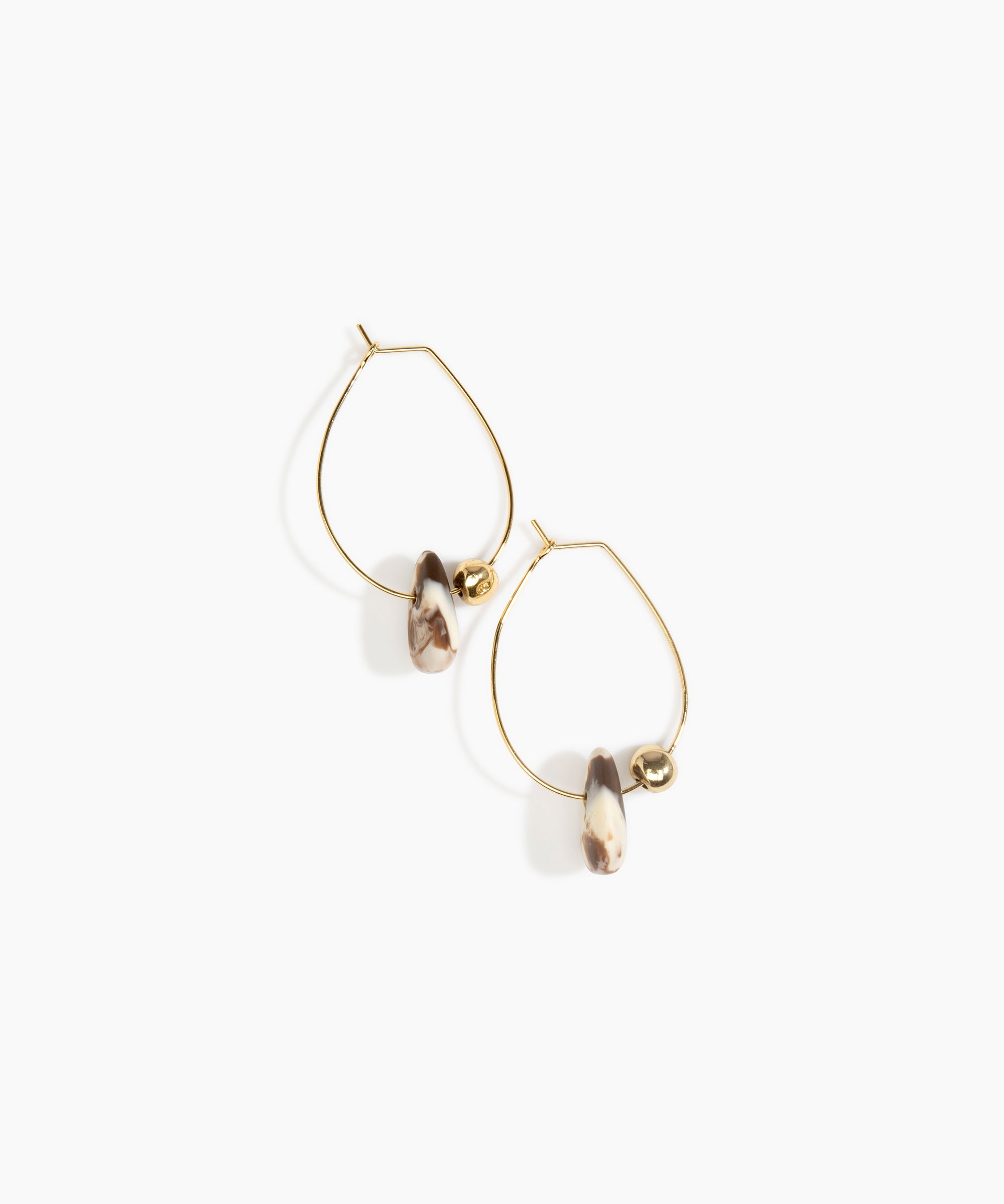 Dinosaur Designs Joie De Vivre Hoop Earrings in Cappuccino Colour resin with Gold-Filled Material..