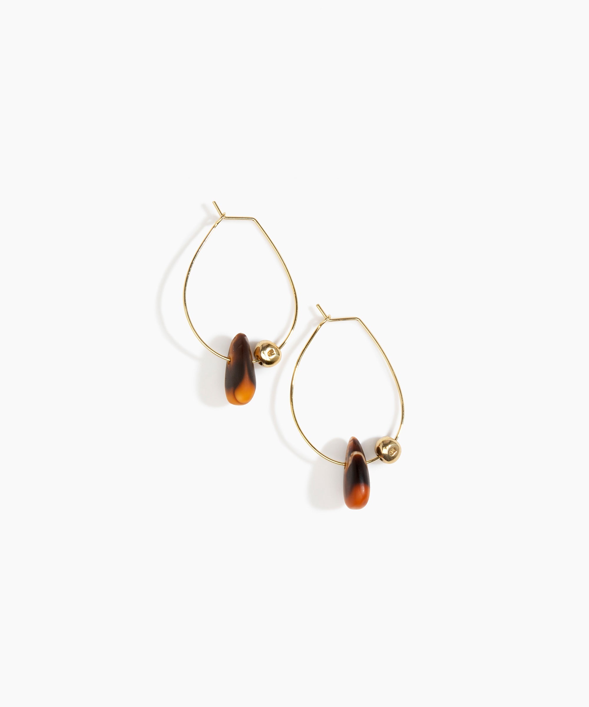 Dinosaur Designs Joie De Vivre Hoop Earrings in Dark Horn Colour resin with Gold-Filled Material