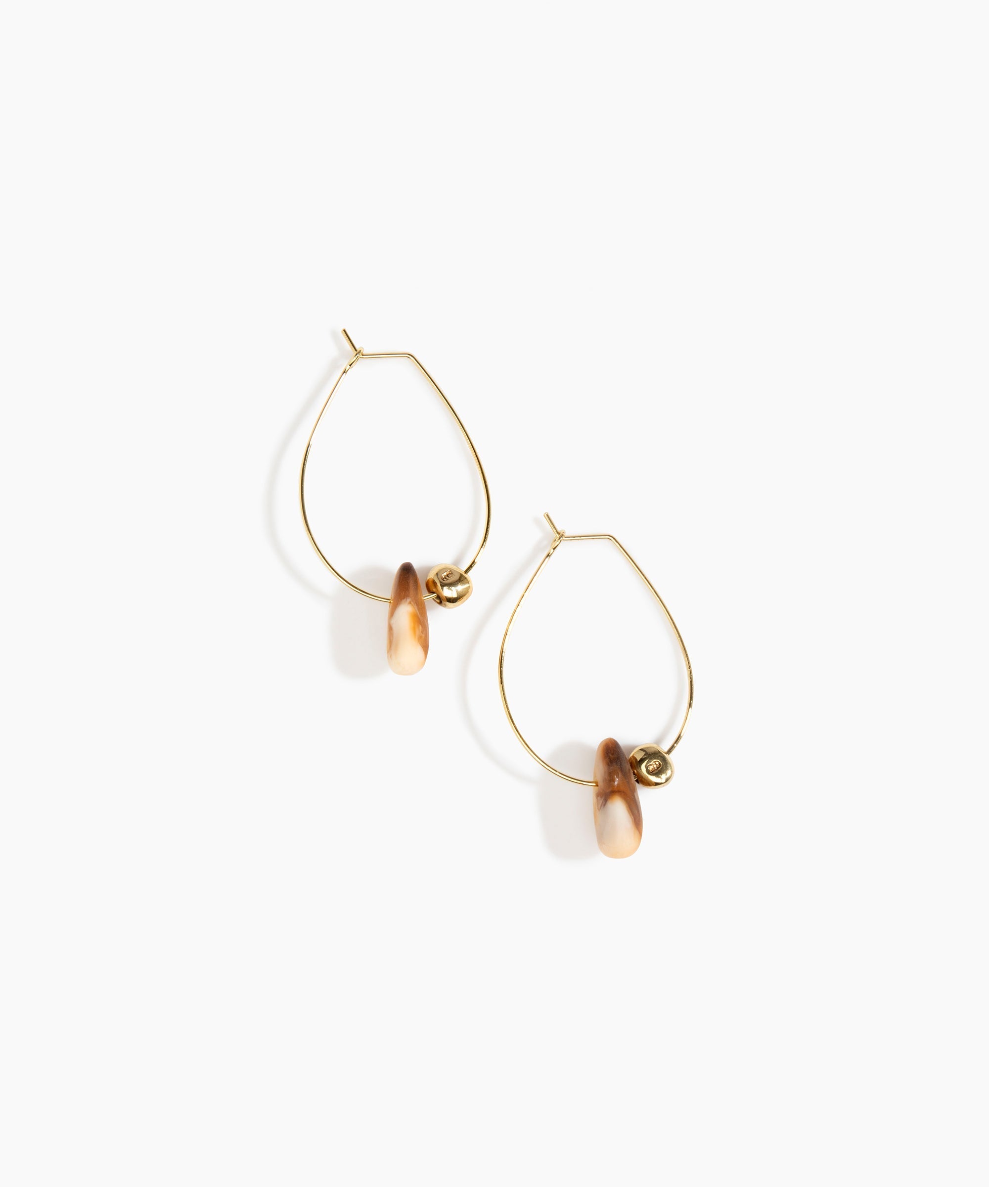 Dinosaur Designs Joie De Vivre Hoop Earrings in Light Horn Colour resin with Gold-Filled Material