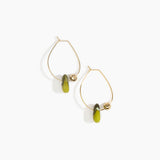 Dinosaur Designs Joie De Vivre Hoop Earrings in Malachite Colour resin with Gold-Filled Material.