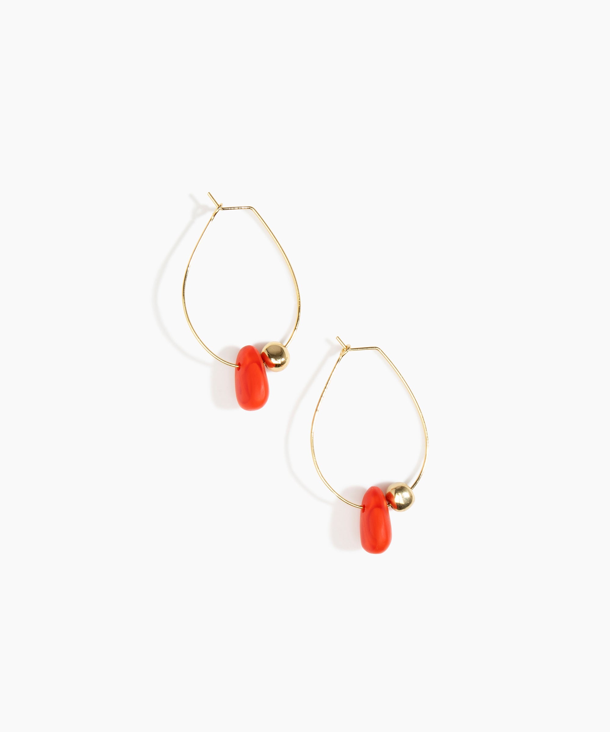 Dinosaur Designs Joie De Vivre Hoop Earrings in Poppy Colour resin with Gold-Filled Material..