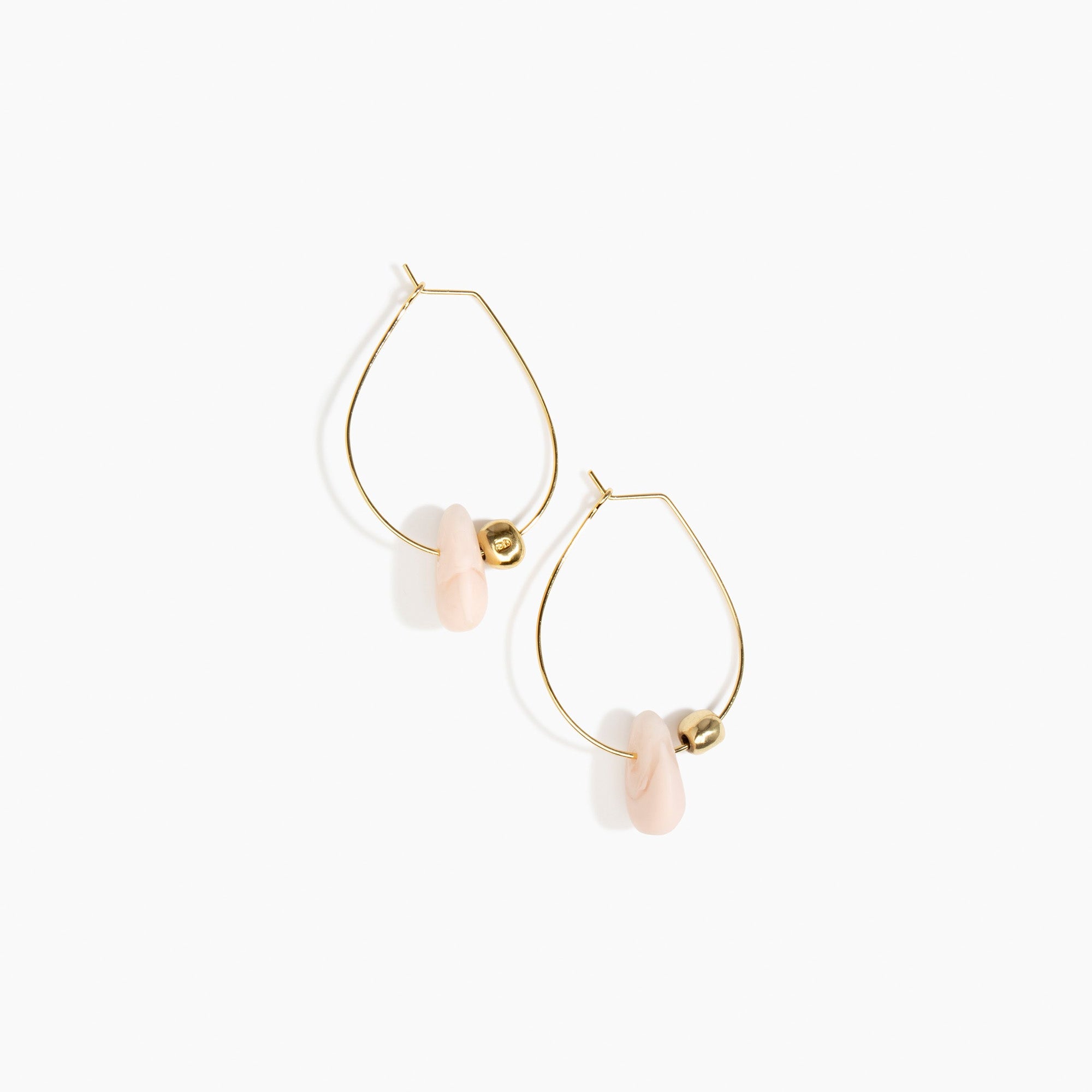 Dinosaur Designs Joie De Vivre Hoop Earrings in Rose Swirl Colour resin with Gold-Filled Material.