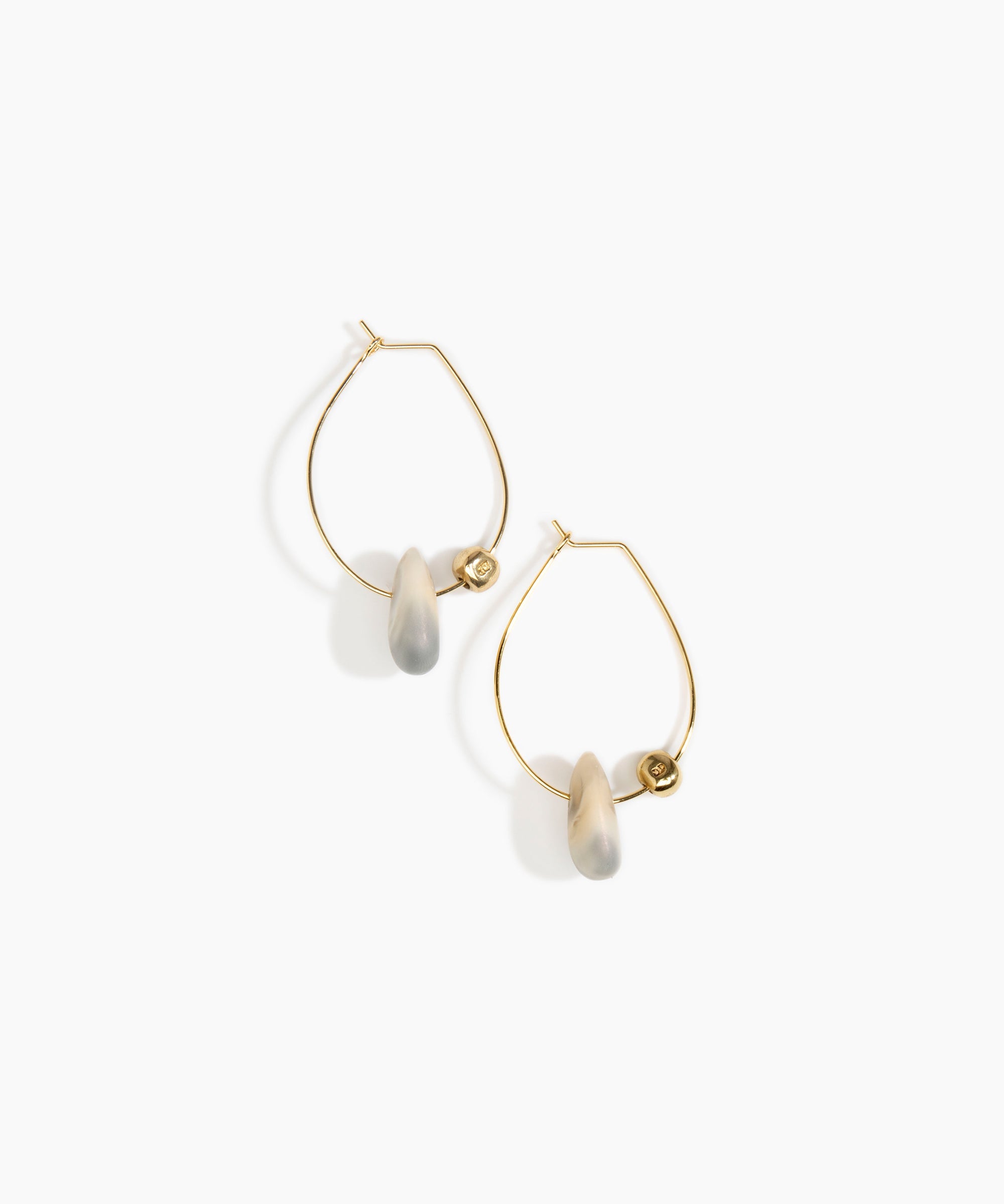 Dinosaur Designs Joie De Vivre Hoop Earrings in Sandy Pearl Colour resin with Gold-Filled Material..