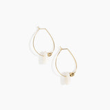 Dinosaur Designs Joie De Vivre Hoop Earrings in Snow Swirl Colour resin with Gold-Filled Material.