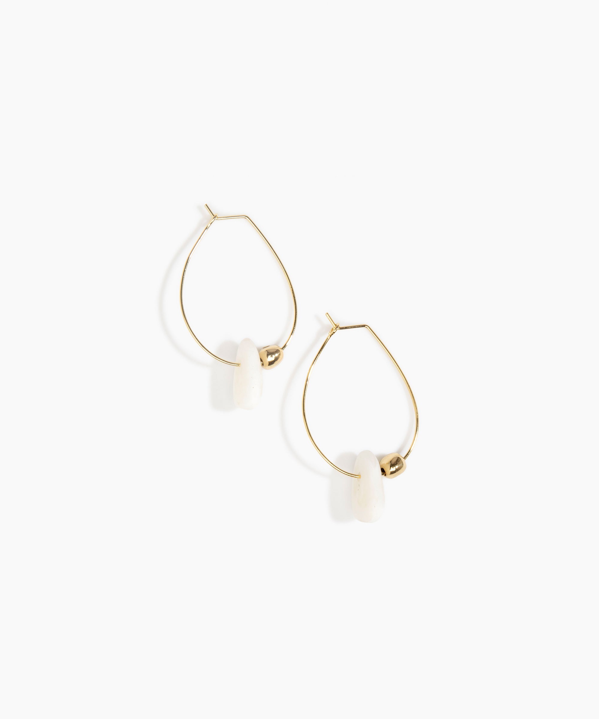 Dinosaur Designs Joie De Vivre Hoop Earrings in Snow Swirl Colour resin with Gold-Filled Material..