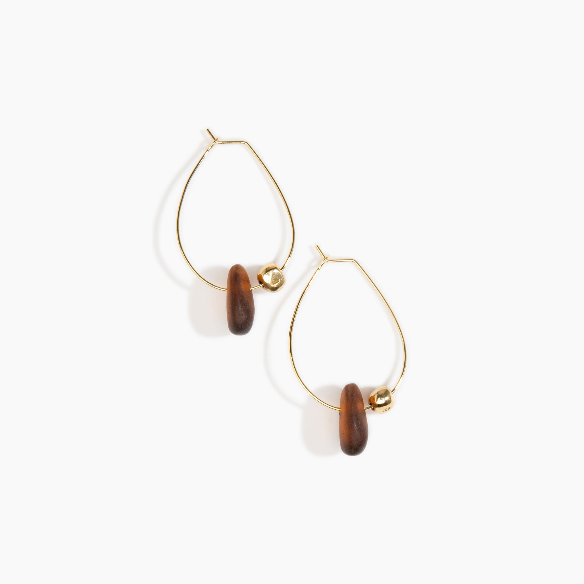 Dinosaur Designs Joie De Vivre Hoop Earrings in Tortoise Colour resin with 925 Sterling Silver Material.