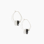 Dinosaur Designs Joie De Vivre Hoop Earrings in Black Marble Colour resin with 925 Sterling Silver Material
