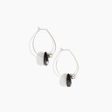 Dinosaur Designs Joie De Vivre Hoop Earrings in Black Marble Colour resin with 925 Sterling Silver Material