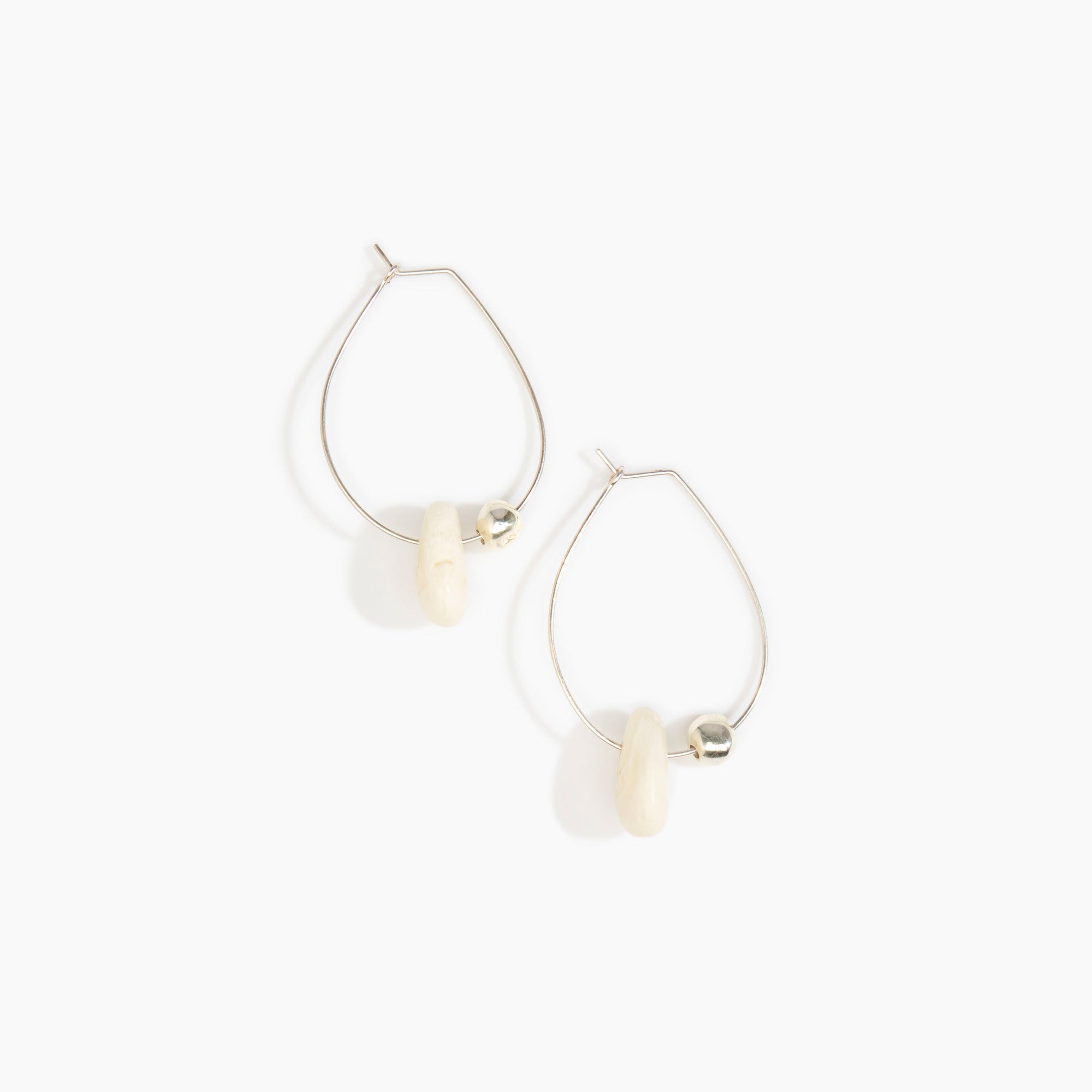 Dinosaur Designs Joie De Vivre Hoop Earrings in Chalk Swirl Colour resin with 925 Sterling Silver Material.