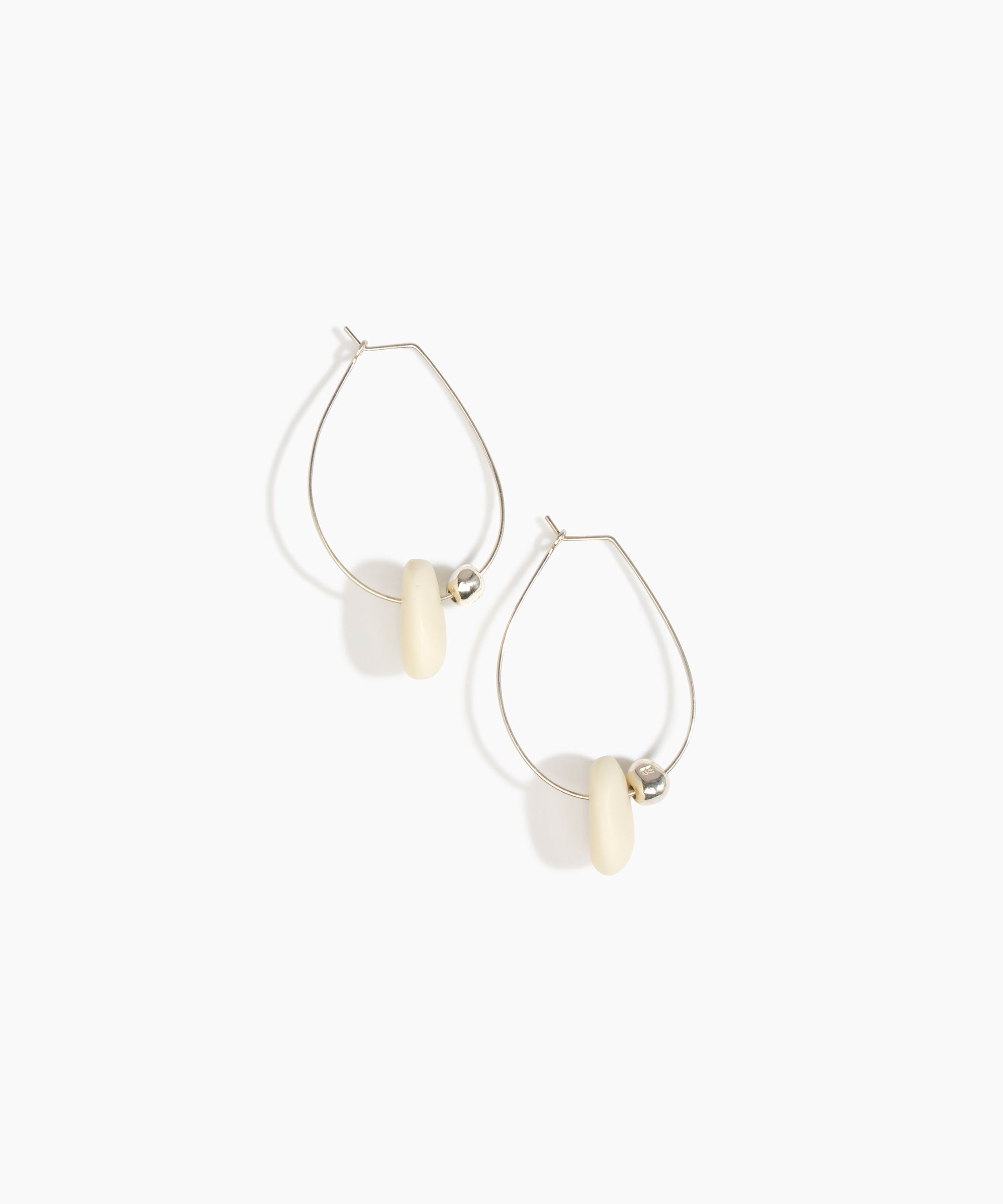 Dinosaur Designs Joie De Vivre Hoop Earrings in Cream Colour resin with 925 Sterling Silver Material