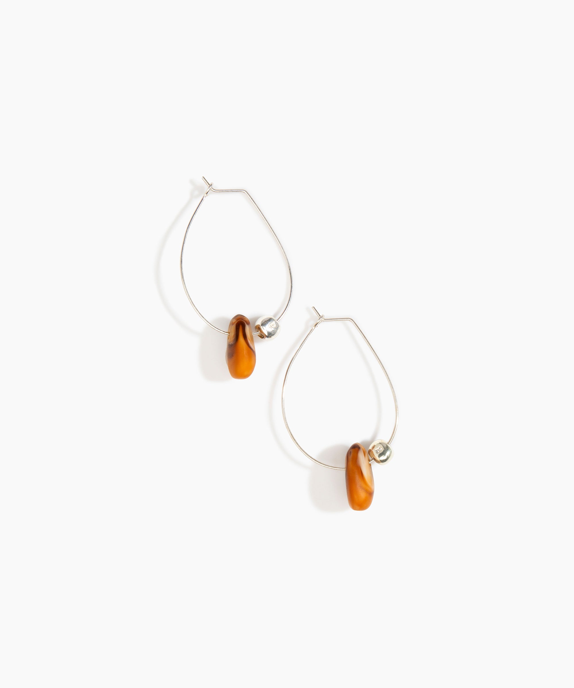 Dinosaur Designs Joie De Vivre Hoop Earrings in Dark Horn Colour resin with 925 Sterling Silver Material..