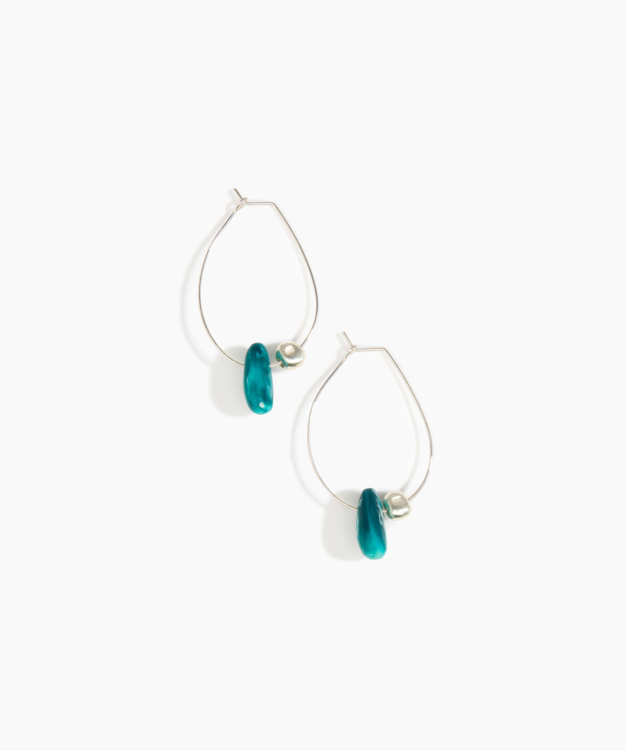 Dinosaur Designs Joie De Vivre Hoop Earrings in Lagoon Colour resin with 925 Sterling Silver Material..