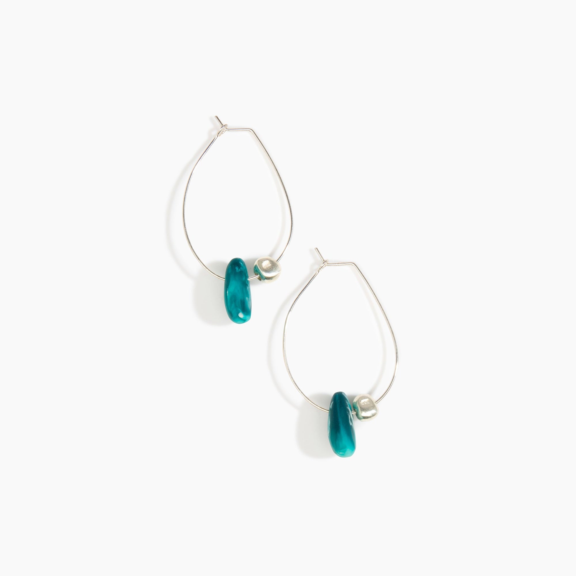 Dinosaur Designs Joie De Vivre Hoop Earrings in Lagoon Colour resin with 925 Sterling Silver Material.