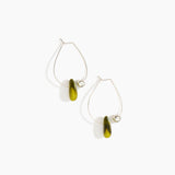 Dinosaur Designs Joie De Vivre Hoop Earrings in Malachite Colour resin with 925 Sterling Silver Material.