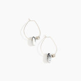Dinosaur Designs Joie De Vivre Hoop Earrings in White Marble Colour resin with 925 Sterling Silver Material.