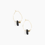 Dinosaur Designs Joie De Vivre Hoop Earrings in Black Marble Colour resin with Gold-Filled Material