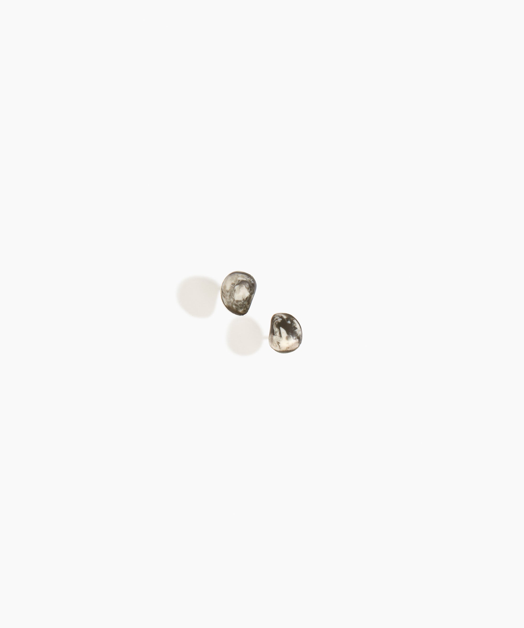 Dinosaur Designs Bones Stud Earrings in Granite Colour resin with Silver-Plated Brass Material