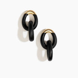 Dinosaur Designs Large Rock Chain Earrings in Black Colour resin with Brushed Nano-Coated Brass Material