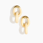 Dinosaur Designs Large Rock Chain Earrings in Cream Colour resin with Brushed Nano-Coated Brass Material