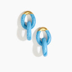 Dinosaur Designs Large Rock Chain Earrings in Sky Colour resin with Brushed Nano-Coated Brass Material