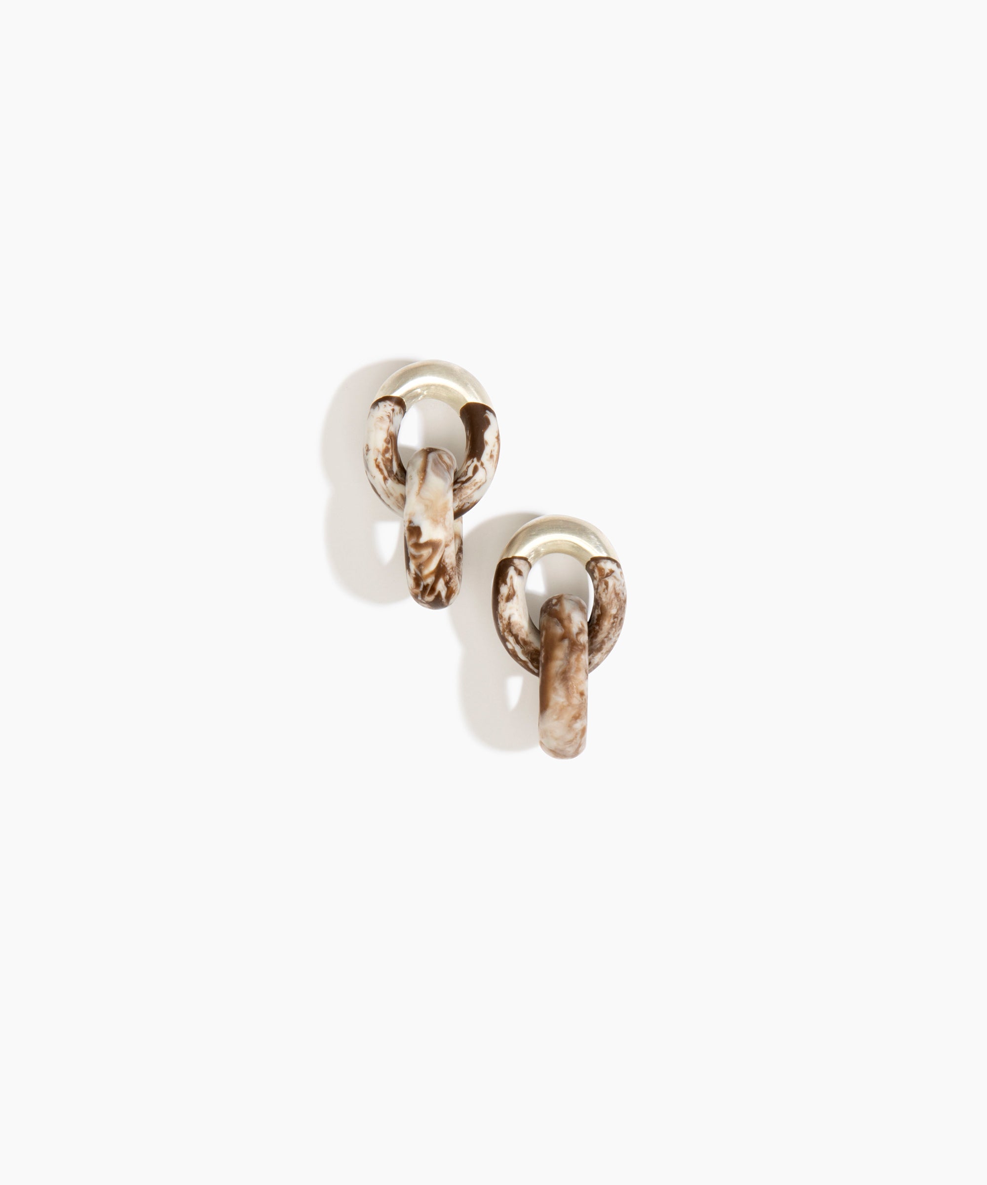 Dinosaur Designs Small Rock Chain Earrings Earrings in Cappuccino Colour resin with Brushed Nano-Coated Brass Material