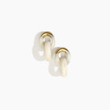 Dinosaur Designs Small Rock Chain Earrings in Chalk Swirl Colour resin with Brushed Nano-Coated Brass Material
