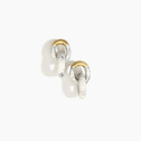 Dinosaur Designs Small Rock Chain Earrings in White Marble Colour resin with Brushed Nano-Coated Brass Material
