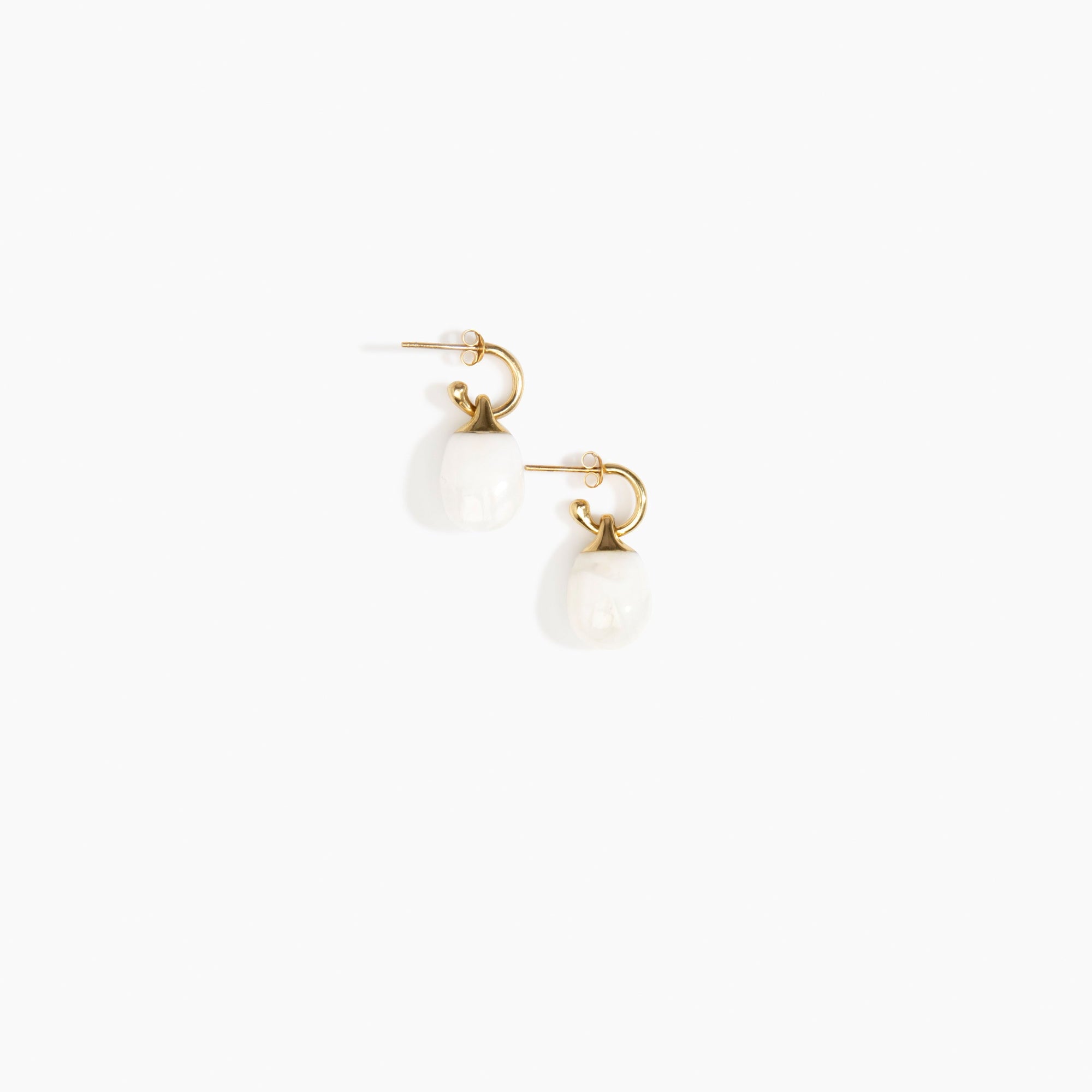 Dinosaur Designs Small River Rock Hoop Earrings in Snow Swirl Colour resin with Brass Hoop Material..