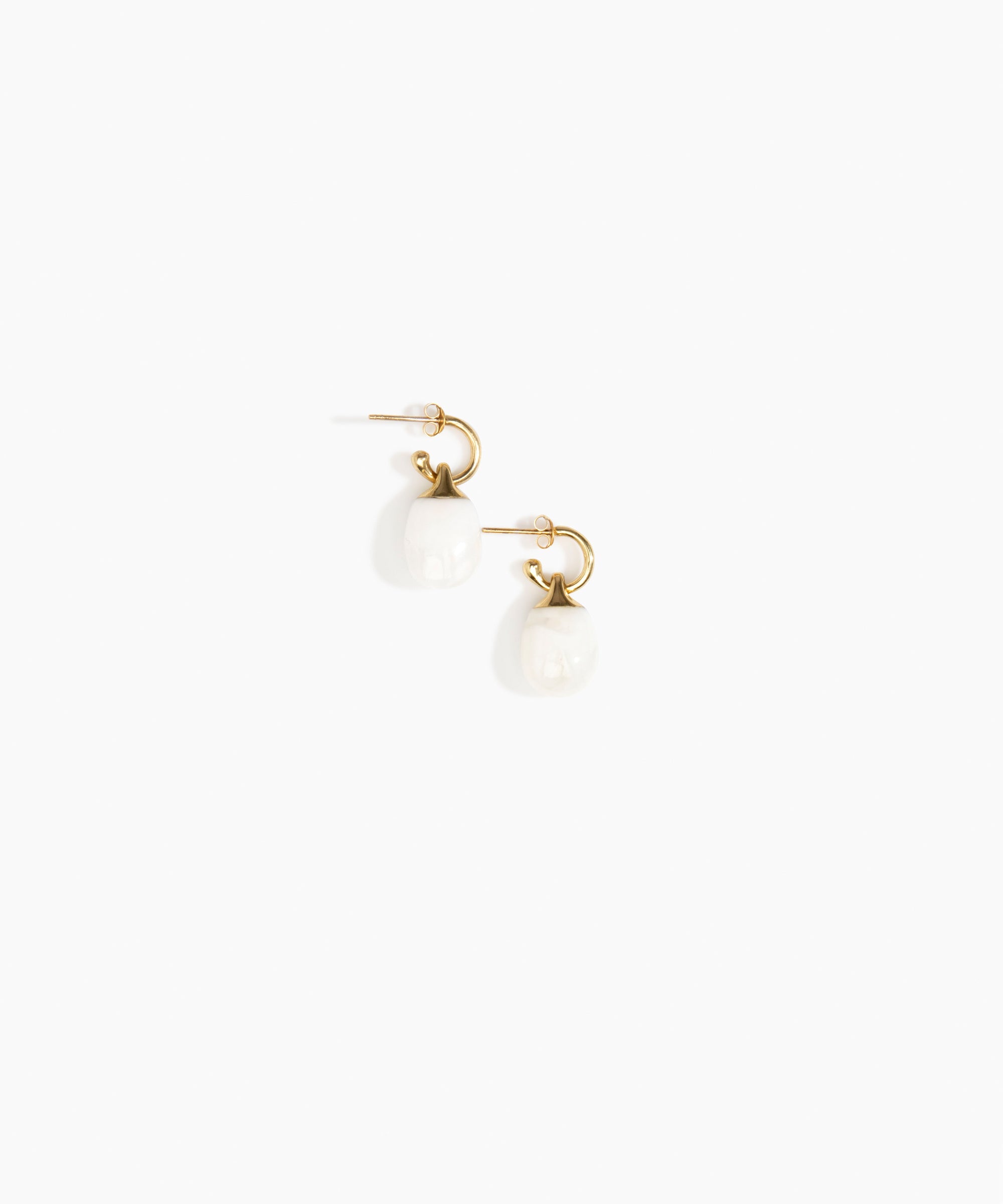 Dinosaur Designs Small River Rock Hoop Earrings in Snow Swirl Colour resin with Brass Hoop Material...