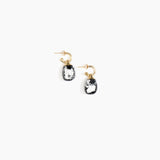 Dinosaur Designs Small River Rock Hoop Earrings in Black Marble Colour resin with Brass Hoop Material.