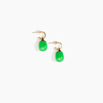Dinosaur Designs Small River Rock Hoop Earrings in Leaf Colour resin with Brass Hoop Material.