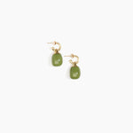Dinosaur Designs Small River Rock Hoop Earrings in Olive Colour resin with Brass Hoop Material..