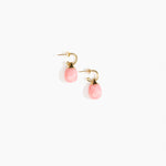 Dinosaur Designs Small River Rock Hoop Earrings in Shell Pink Colour resin with Brass Hoop Material..