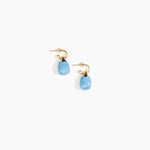 Dinosaur Designs Small River Rock Hoop Earrings in Sky Colour resin with Brass Hoop Material..