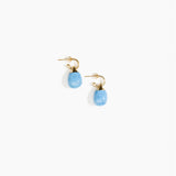 Dinosaur Designs Small River Rock Hoop Earrings in Sky Colour resin with Brass Hoop Material..