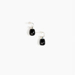 Dinosaur Designs Small River Rock Hoop Earrings in Black Colour resin with Silver-Plated Brass Hoop Material..